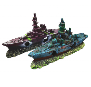 סיטונאי SimulationResin ספינת מלחמה מערת פיראטים ספינה בצורת דגי טנק דקור אספקת אקווריום קישוטים - Product Image 2