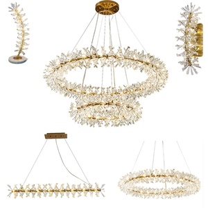 Sang Trọng LED Ba-Câu Chuyện Trần Trần Đèn Chùm Chiếu Sáng Phòng Khách Phòng Ăn Hiện Đại Pha Lê Vòng Mặt Dây Chuyền Đèn - Product Image 1