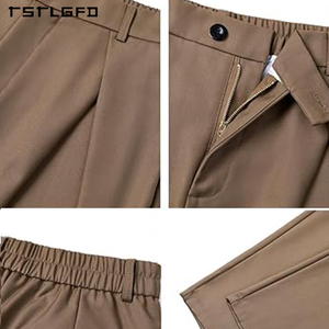 Casual Baggy Wide Leg Mid Trousers Patchwork Design <b>Elastic</b> Waist 100% Organic Cotton Waterproof Breathable Eco-Friendly for Men - Product Image 5