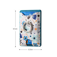 Nuevo Soporte para Tarjetas de Teléfono Móvil con Diseño de Animales, Funda Protectora de Cuero PU con Anillo Pintado, Ranuras Múltiples para Tarjetas, Soporte y Monedero