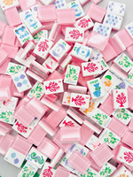 Mahjong américain sur le thème des vacances en bord de mer avec chariot de golf et jokers ananas - Acrylique écologique durable portable pour 4 joueurs