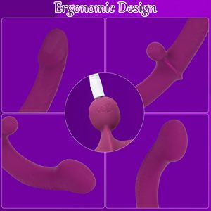 Vibrating Double Ended <strong>Dildo</strong> for Lesbian <strong>Sex</strong> Toys - Eurlemd Soft Strapless G Spot <strong>Dildos</strong> Wireless Silicone 10 <strong>Vibration</strong> - Product Image 4