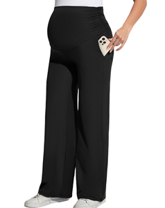 <span class=keywords><strong>Pantalon</strong></span> de <span class=keywords><strong>travail</strong></span> de maternité taille haute amincissant et très élastique, confortable, noir, pour femmes enceintes, coupe droite - Product Image 4