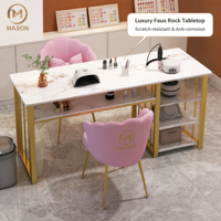 Ensemble moderne de table et de chaises de manucure en fer pour salons de manucure et bars à ongles - Options simple/double
