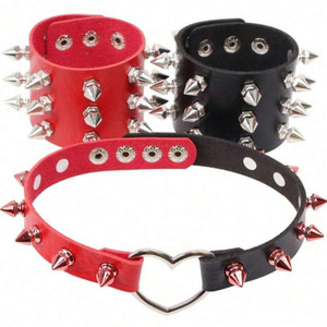 Sınır ötesi Harajuku tarzı Punk Bakır Gerdanlık Bambu Zincir Kalp şeklinde Unisex Üç parçalı Boyun Halkası Bilezik Seti Kalın - Product Image 1