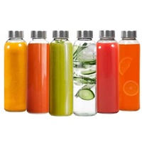 Prix usine 16oz Subzero Bouteille d'eau Bouteille de boisson en verre Bouteille à boire en verre avec bouchon en acier inoxydable étanche