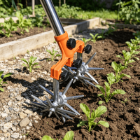 Motoculteur manuel rotatif à roue étoilée, cultivateur de jardin avec poignée réglable, pour désherbage et aération du sol