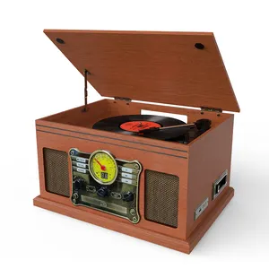 Promotional High Quality Modern Popular Home Gifts LP CD FM Radio Turntable Player Retro Gramophone