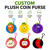 Dompet Koin Plush Lucu Trendy, Gantungan Kunci Buah Sayuran Lembut, Dompet Mini Portabel untuk Hiasan Ransel, Set Hadiah Kecil Kreatif