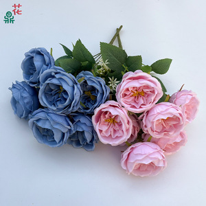 Bouquet de roses artificielles en soie Austin, arrangements floraux hautement réalistes pour accessoires de photographie de mariage, style moderne - Product Image 3