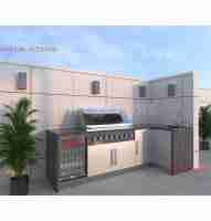 2025 Dorene ensemble de cuisine extérieur en bois écologique évier armoire tiroirs barbecue gril pour utilisation de jardin laque pour Villa usage domestique