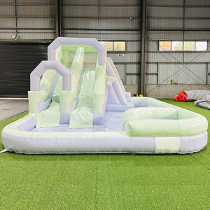 Toboggan aquatique gonflable en PVC pastel, toboggan gonflable, château gonflable avec toboggan - Product Image 1