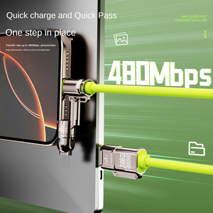 Cable de datos doble tipo <span class=keywords><strong>C</strong></span> 4 en 1 de carga rápida de 240W PD de alta calidad 1 2M línea de carga de cargador de silicona <span class=keywords><strong>USB</strong></span> para iPhone Samsung OPPO - Product Image 4