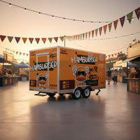 Remorque alimentaire mobile de 3,8 mètres pour hamburgers, chariot de restauration rapide, crêpes, entièrement équipée, camion de collations en acier inoxydable à 4 roues pour petites entreprises