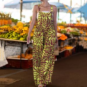 Mono de Tirantes con Estampado Hawaiano de Alta Calidad, Mono Informal Holgado para Mujer, Mono de Rayón Personalizado de una Sola Pieza - Product Image 3