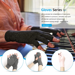 Sıcak satış pamuk Spandex sıkıştırma artrit yarım parmak parmaksız eldiven kaymaz nem esneklik için el ağrı kesici - Product Image 5