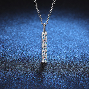 Collar con patrón geométrico minimalista de plata pura S925, collar de estilo coreano, cadena de Color, diamante, zafiro, moissanita para fiesta - Product Image 1