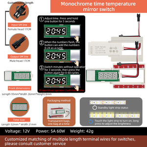 Smart LED <b>Light</b> Touch <b>Switch</b> with <b>Time</b> and Temperature Display Sensor <b>Switch</b> for 12V 60W LED <b>Lights</b> - Product Image 5