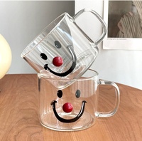 Vente en gros de tasses en verre isothermes 500 ml avec couvercle en bambou résistant à la chaleur, adaptées aux boissons chaudes/froides, compatibles lave-vaisselle et micro-ondes, unisexe, motif sourire