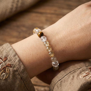 Bracelet réglable en perles <span class=keywords><strong>de</strong></span> quartz rutilé doré 8 mm RINNTIN GMB90, quartz fantôme jaune, <span class=keywords><strong>opale</strong></span> jaune, bracelet <span class=keywords><strong>de</strong></span> guérison - Product Image 3