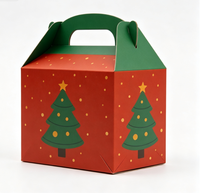Boîte cadeau de Noël recyclable avec poignée intégrée, impression offset pour l'emballage de biscuits et de bonbons de Noël