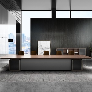 Modern Manager <b>Adjustable</b> Meeting Desk Luxury Executive Office Conference <b>Table</b> With Intelligent Charging Plug Wood Furniture - Product Image 1