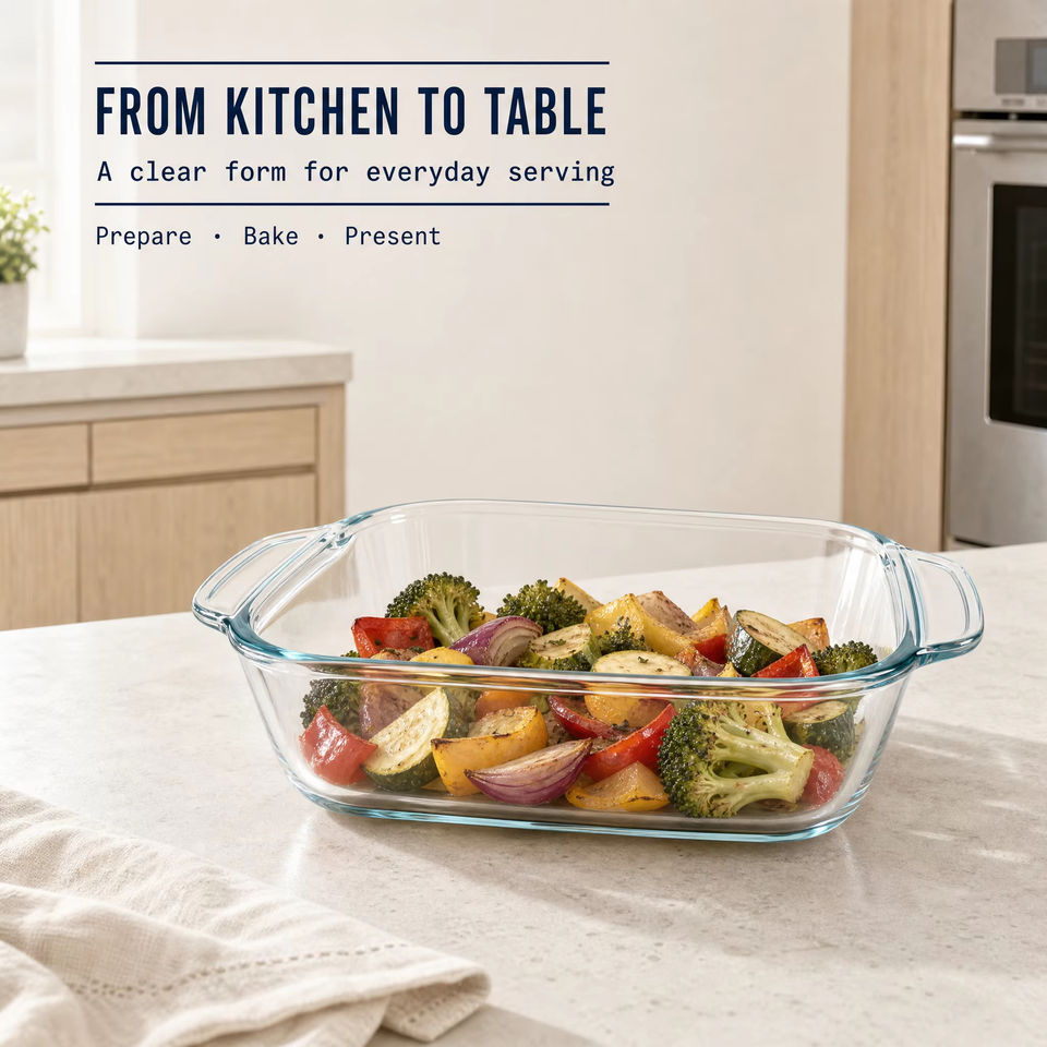 Square Clear High Borosilicate Glass Bakeware Tray-Microwave Dishwasher ...