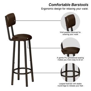 Conjunto de <span class=keywords><strong>Mesa</strong></span> de Bar para 2 Personas, <span class=keywords><strong>Mesa</strong></span> de Bar Moderna de Altura de Mostrador de Cocina y Taburetes <span class=keywords><strong>con</strong></span> 4 Estantes de Almacenamiento, Taburetes Tapizados en PU - Product Image 3
