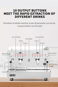 เครื่องชงกาแฟเอสเพรสโซ่สำหรับร้านอาหารและร้านกาแฟระดับมืออาชีพ 2 หัวชง ตัวเครื่องสแตนเลส พร้อมระบบทำน้ำร้อน - Product Image 5