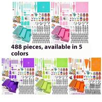 1 pièce Kit d'embouts de décoration de gâteaux jetables résistants au four, avec boîte de rangement à trois niveaux, embout pour crème en plastique