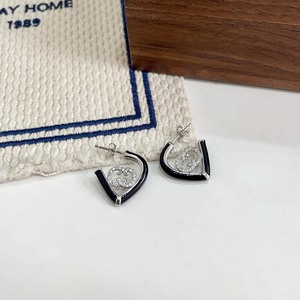 S925 Sterling <b>Silver</b> Heart <b>Stud</b> Earrings With Diamond Inlay For Women Everyday Wear - Product Image 4
