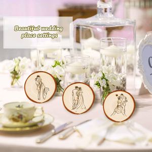 Kraff – tranches de bois naturel inachevé, décorations de noël artisanales avec écorce pour artisanat, décoration de mariage rustique - Product Image 4