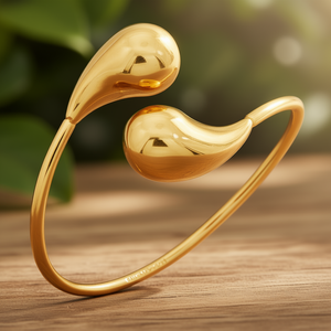 <b>Gold</b> Plated Stainless Steel Fashion <b>Bangle</b> Water Drop Design For Women Gift Jewelry - Product Image 2