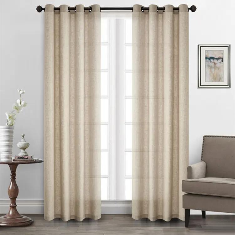 Linen Curtains for Living Room Drapes Beige Linen Blend Curtains Window Treatments