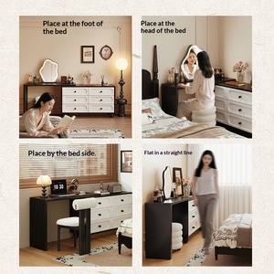 Coiffeuse moderne en bois massif avec miroir LED de luxe, pliable et flexible, pour chambre et salon - Product Image 5