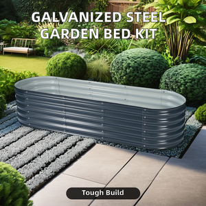 מודרני גדול מגולוון פלדה ערכת מטעים מוגבה גינה ערוגת פרחים צמחי תלה - Product Image 5