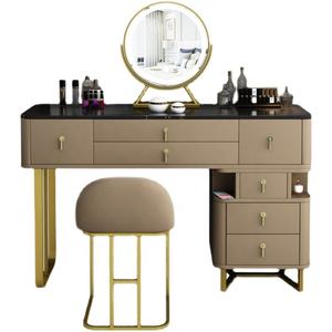 Meubles de maison prix de gros Vanité de maquillage d'angle au design moderne pour dames Coiffeuse <span class=keywords><strong>en</strong></span> bois Commodes brunes avec tiroirs - Product Image 3