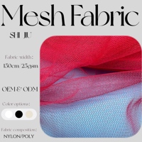 Tissu en maille de nylon respirant rouge 25 g/m² léger 1 mm 100 % nylon pour robes de soirée et robes à paillettes, tissu tulle, tissu dentelle