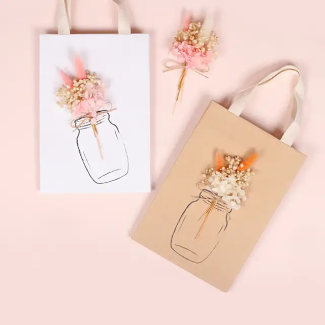 리본 손잡이를 가진 도매 관례에 의하여 인쇄되는 꽃 호화스러운 쇼핑 예술 종이 봉지