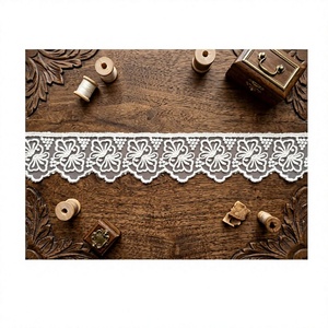 Hot Sale Premium White Organza Glass Nylon <b>Lace</b> Trim-Ultra-Lightweight Floral Berry Motif Scalloped Embroidered Border for - Product Image 1