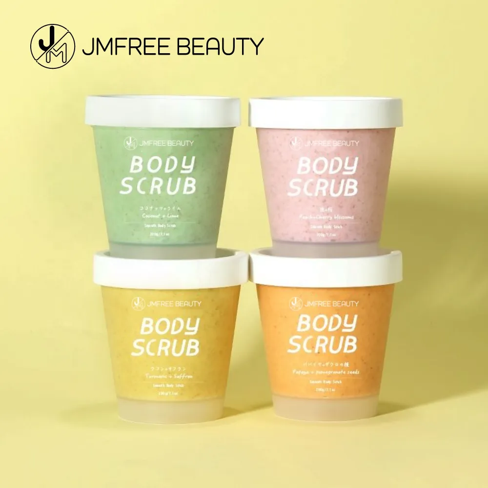 Jmfree Custom Private Label Natuurlijke Biologische Veganistische Kurkuma Gezicht Scrub Whitening Exfoliërende Fruit Suiker Body Scrub