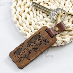 LLavero de Metal y madera Natural con logotipo grabado, llavero de cuero para coche, pedante para regalo del <span class=keywords><strong>padre</strong></span> - Product Image 1
