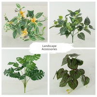 Tanaman Hias Buatan, Kotak Bunga, Pohon PVC Lunak Batang Tunggal, Tanaman Kecil, Ornamen Dekoratif, Indoor/Outdoor