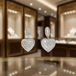 Orecchini a Goccia E4088 in Oro Bianco e Argento 925 con Cristalli e Micro Inserti, Gioielli da Sposa per Donne - Product Image 2