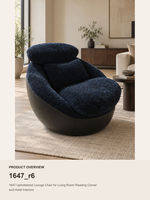 Fauteuil lounge moderne bleu foncé aspect bouclé, fauteuil d'appoint incurvé rembourré, siège individuel pour salon, hall d'hôtel