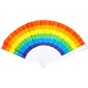 Versand jetzt benutzer definierte gedruckte Logo gute Qualität LGBT Regenbogen Homosexuell Stolz Folding Hand Held Fan
