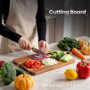 Acacia <b>Wood</b> Cutting Board Rectangle With Handle Kitchen Chopping <b>Block</b> For Hotel Meals Coffee Tea - Product Image 4