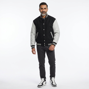 Blouson universitaire d'hiver personnalisé de haute qualité à col montant avec logo frontal pour homme, style universitaire tendance, 100 % coton respirant - Product Image 1