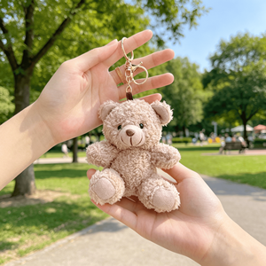 Porte-clés en peluche avec ours en peluche, breloque de sac et porte-clés lion personnalisé mignon et doux de 10 cm pour sac à dos - Product Image 1