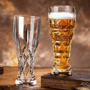 Verres à bière demi-pinte en cristal côtelé, soufflés à la main, écologiques, réutilisables, avec logo personnalisé, style sommelier, verre diamant vintage - Product Image 5